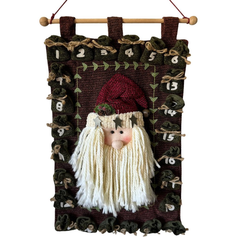 Vintage Dan Dee Collector's Choice Fabric Yarn Santa Advent Calendar Christmas